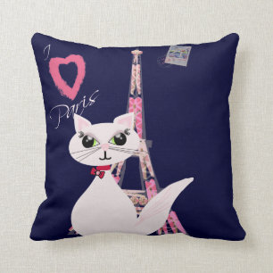Gulligt älskar jag den Paris katten Kudde