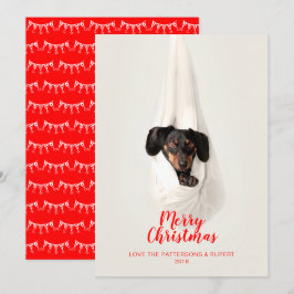 Gulligt älsklings- foto för jul för familjvalphund julkort