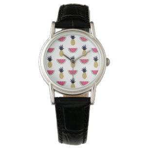 Gulligt ananas- & vattenmelonklottermönster armbandsur