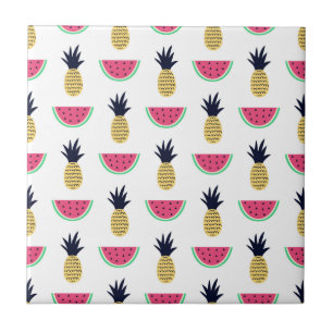 Gulligt ananas- & vattenmelonklottermönster kakelplatta
