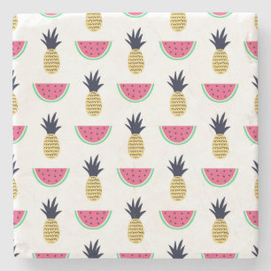 Gulligt ananas- & vattenmelonklottermönster stenunderlägg