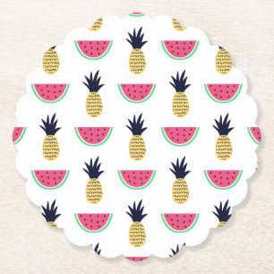 Gulligt ananas- & vattenmelonklottermönster underlägg papper