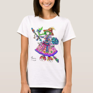 Gulligt AnimehäxaKawaii Halloween magiskt pass T-shirt