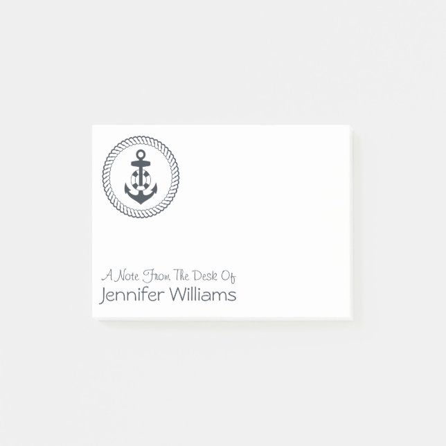 Gulligt ankra | tillfogar ditt namn post-it block (Framsida)