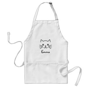 Gulligt ansikte för Kawaii kattungekatt med den Förkläde