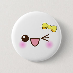 gulligt ansikte för kawaii knapp