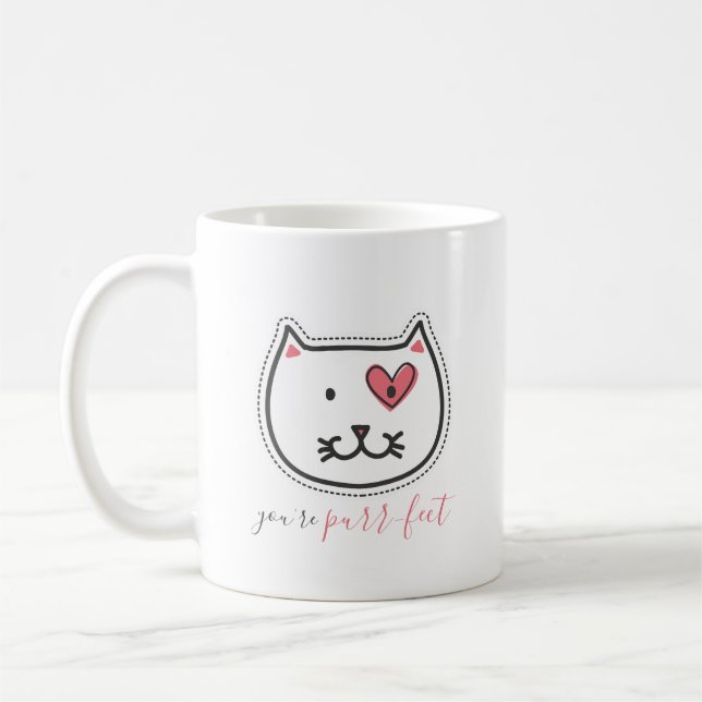Gulligt är du den Purrfect kattungevalentin dag Kaffemugg (Vänster)