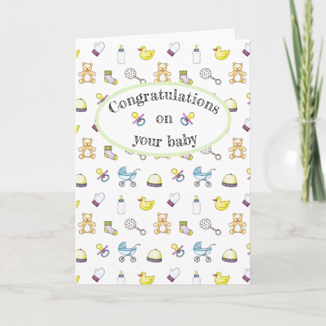 Gulligt baby showermönster kort (Framsida)
