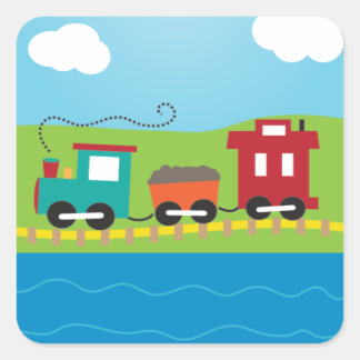 Gulligt barnChoo Choo tåg Fyrkantigt Klistermärke