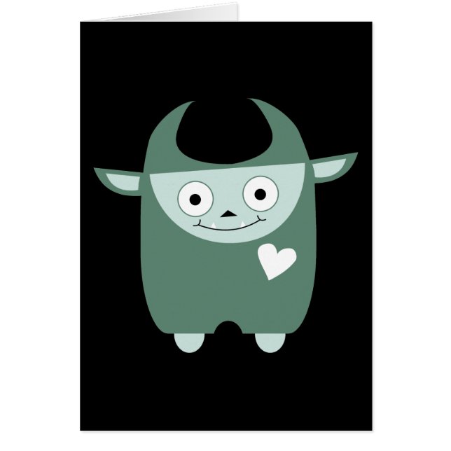 Gulligt blåttmonster hälsningskort (Framsidan)