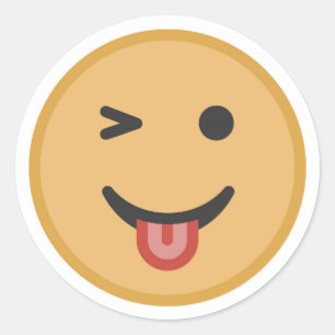 Gulligt blinkningEmoji ansikte Runt Klistermärke
