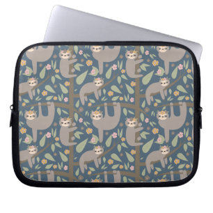 Gulligt blom- Slothmönster Laptop Fodral