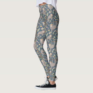 Gulligt blom- Slothmönster Leggings