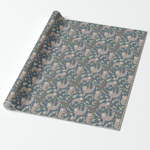 Gulligt blom- Slothmönster Presentpapper