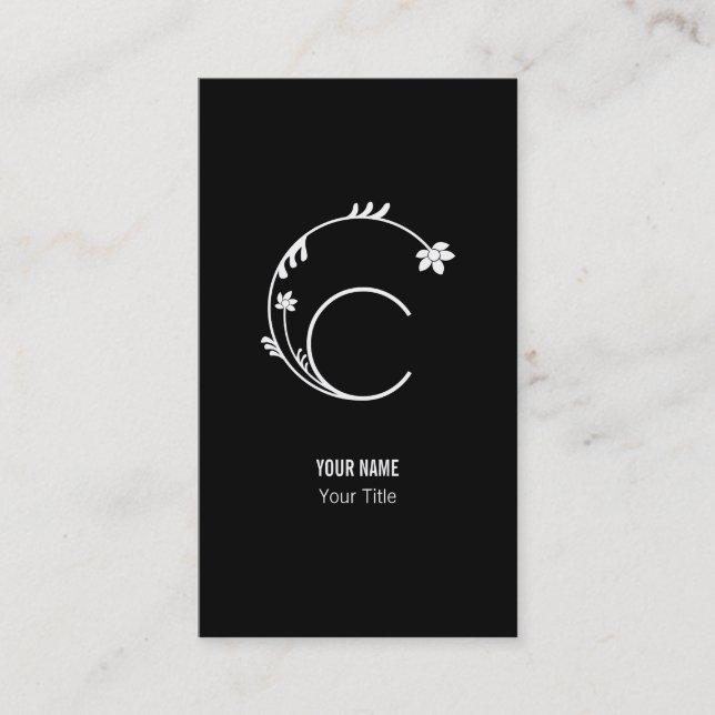 GULLIGT BLOMMAMONOGRAMBREV C VISITKORT (Framsida)