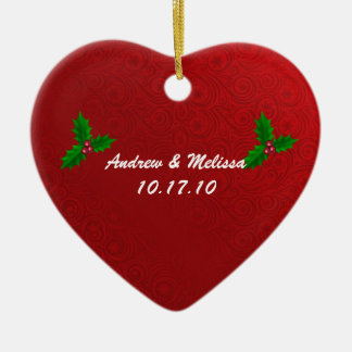 Gulligt bröllop att gifta sig vår första jul julgransprydnad keramik