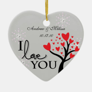 Gulligt bröllop att gifta sig vår första jul julgransprydnad keramik