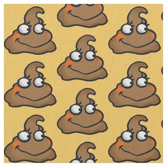 gulligt brunt pooptecknadmönster tyg (Närbild)