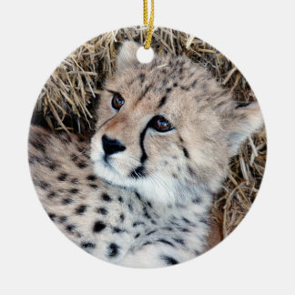 Gulligt Cheetahungefoto Julgransprydnad Keramik