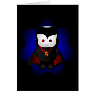 Gulligt Chibi vampyrkort - mörka bakgrunder Hälsningskort