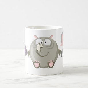 Gulligt cirkla noshörningen kaffemugg