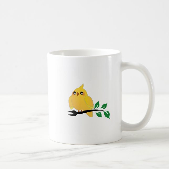 Gulligt cockatielinnehav en dela sig kaffemugg (Höger)