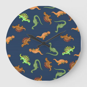 Gulligt Dinosaursmönster Stor Klocka