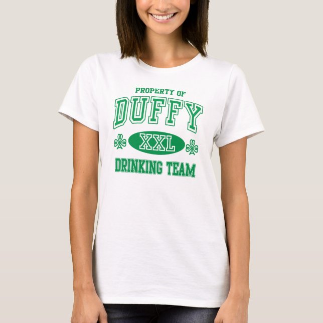 Gulligt Duffy irländskt dricka lag Tee Shirt (Framsida)