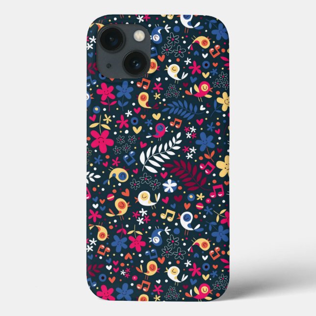 gulligt fågel- och blommamönster (Baksida)