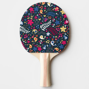 gulligt fågel- och blommamönster pingisracket