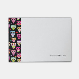 gulligt färgglatt ugglaungemönster post-it block