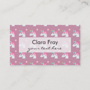 Gulligt flickaktigt rosa UnicornblommaEmoji Visitkort