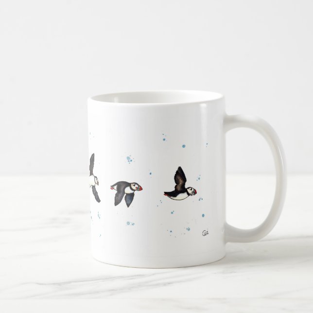 Gulligt flyga för puffins kaffemugg (Höger)