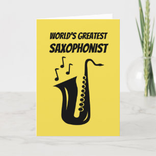 Gulligt födelsedaghälsningkort för saxofonspelare kort