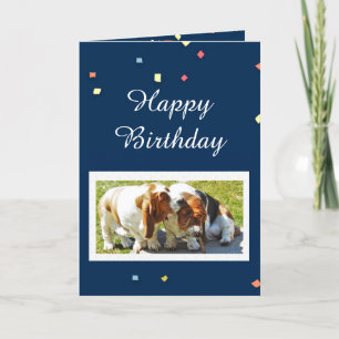 Gulligt födelsedagkort med Bassethundar & Kort