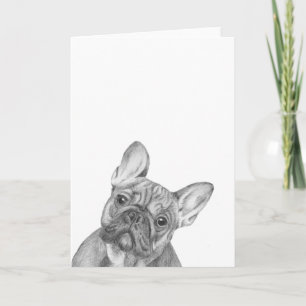 Gulligt franskt bulldogghälsningkort kort