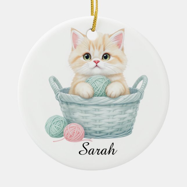 Gulligt garn Katt Dekoration  (Framsidan)