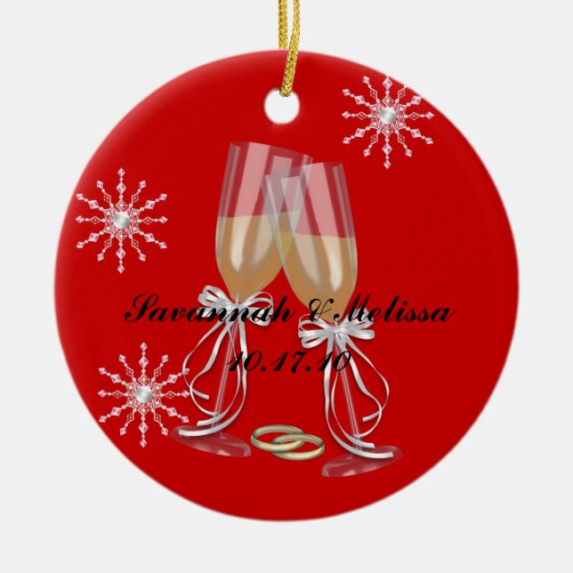 Gulligt gift; Vår första jul Julgransprydnad Keramik (Framsidan)