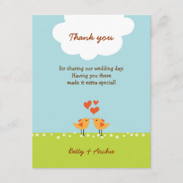 Gulligt gifta sig för tecknadlove birds (dag) tack kort