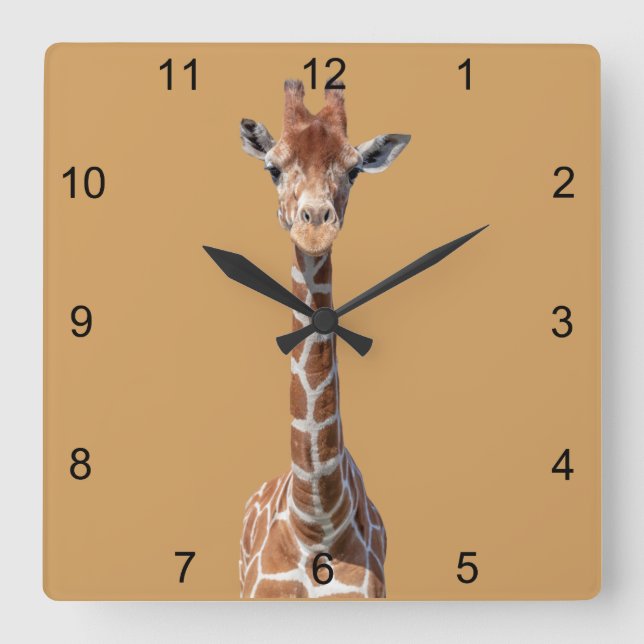 Gulligt giraffansikte fyrkantig klocka (Framsida)