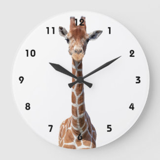 Gulligt giraffansikte stor klocka