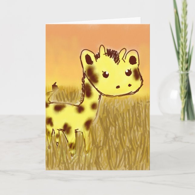 Gulligt girafffödelsedagkort kort (Framsida)