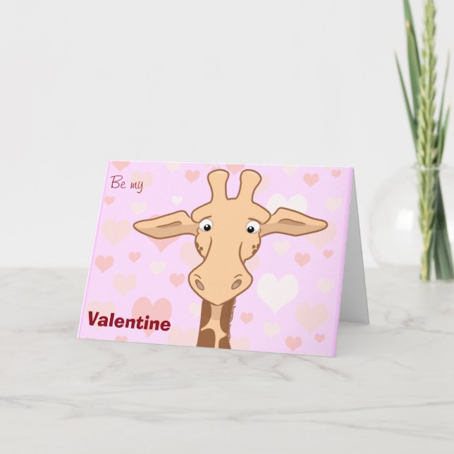Gulligt giraffvalentinkort helgkort (Framsida)