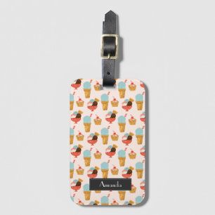 Gulligt glassklottermönster   tillfogar ditt namn bagagebricka