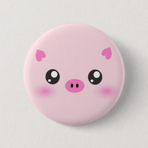 Gulligt grisansikte - kawaiiminimalism knapp