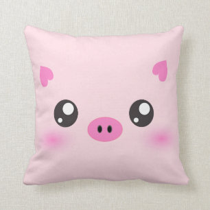 Gulligt grisansikte - kawaiiminimalism kudde