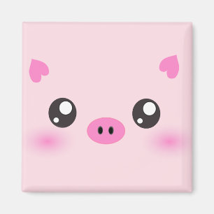 Gulligt grisansikte - kawaiiminimalism magnet