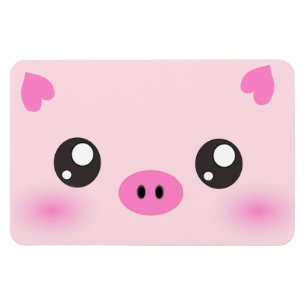 Gulligt grisansikte - kawaiiminimalism magnet