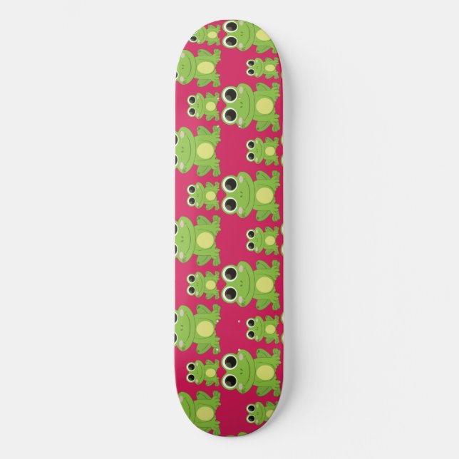 Gulligt grodamönster mini skateboard bräda 18,7 cm (Framsida)
