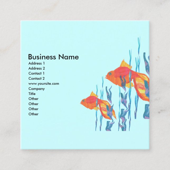 Gulligt guld- vatten för blått för fyrkantigt visitkort (Framsida)